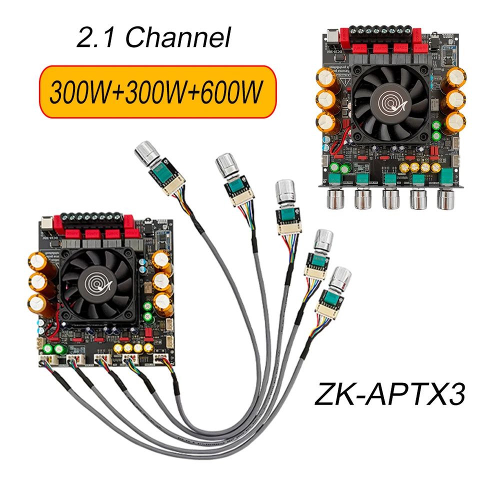 ZK-APTX3 2.1 Channel Qualcomm BT Sound Amplifier Board 300W+300W+