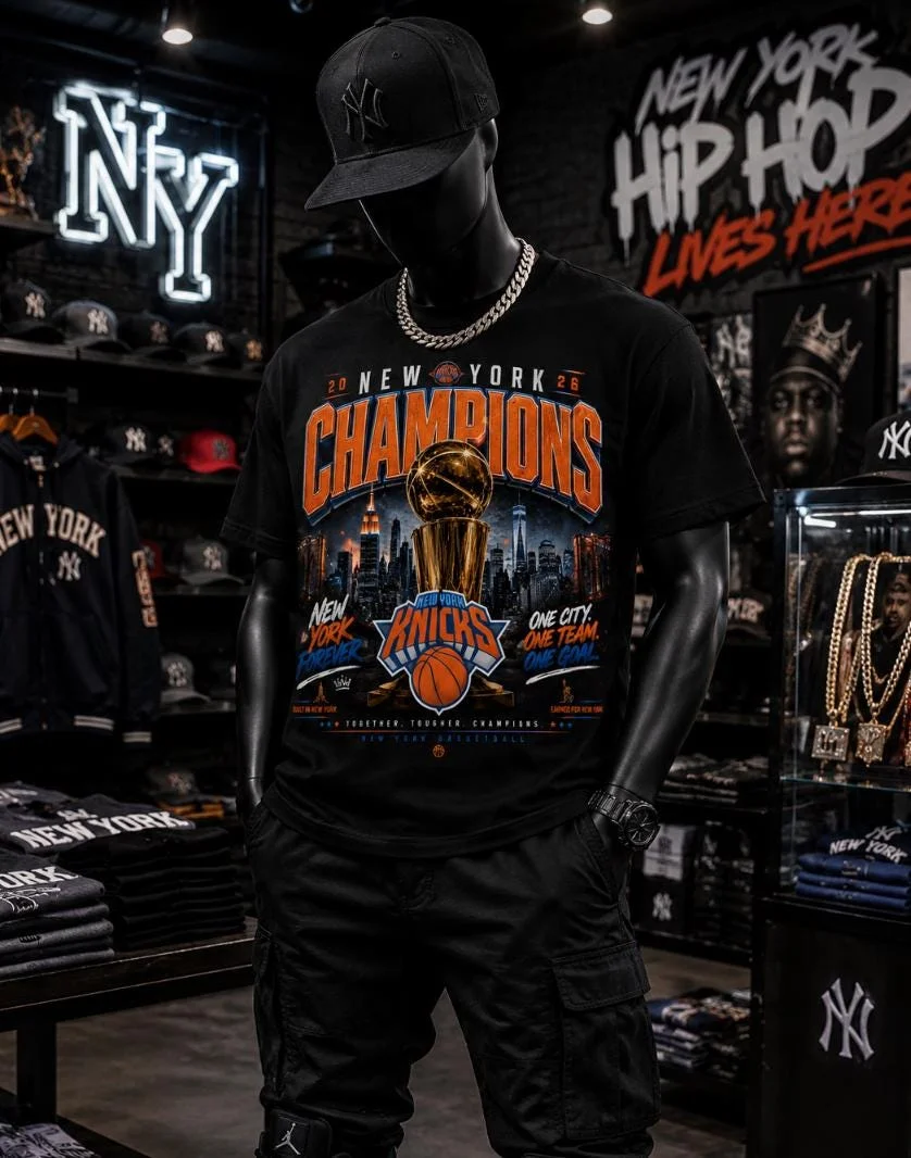 2026 New York Basketball Champions Fan T-Shirt 100% Baumwolle Kleidung Unisex Herren Damen T-Shirt Y2k Lässiges Beliebtes T-Shirt Streetwear – Detail 7