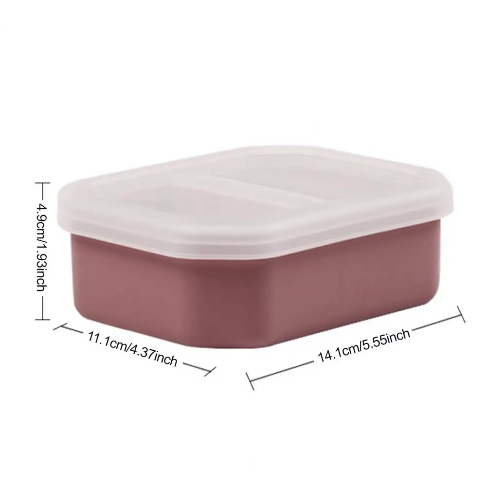 Portable Silicone Lunch Box with Double Compartments Easy Clean Meal Prep Container for Work Microwave Safe Bento Box