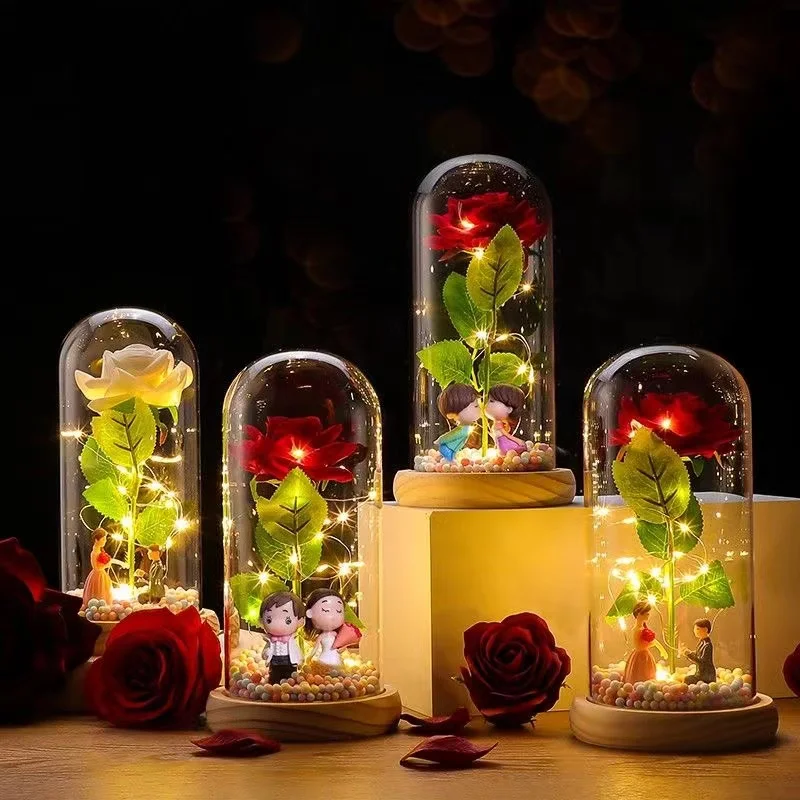 Rose Light Beautiful Realistic Looking Night Light Rose Eternal Flower Party Supplies LED Simulation Rose Flower Valentine\'s Day