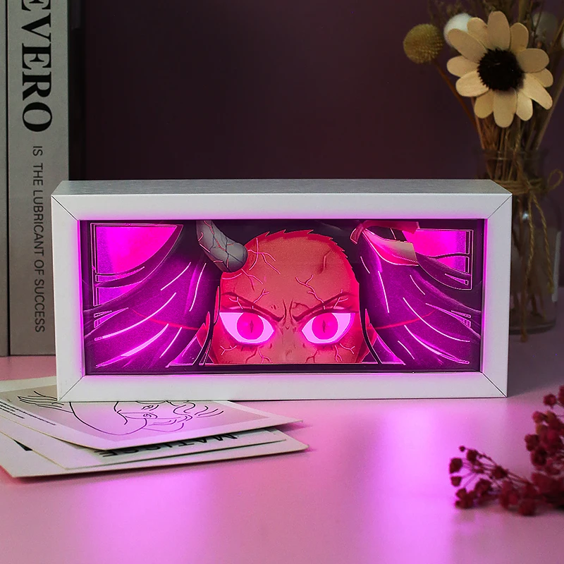 Boîte à lumière Anime pour bébé, veilleuse Anime 3D, lampe ombre, yeux, visage, laser, lampe mise en œuvre par voiture, USB, lumières LED, décoration de chambre, cadeau de mariée