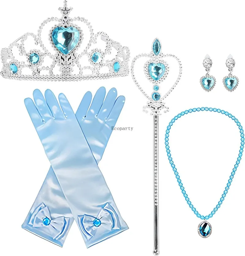 Meninas elsa neve rainha cosplay princesa vestir-se acessórios luvas tiara coroa varinha colares apresenta ole jogar prop giftwear