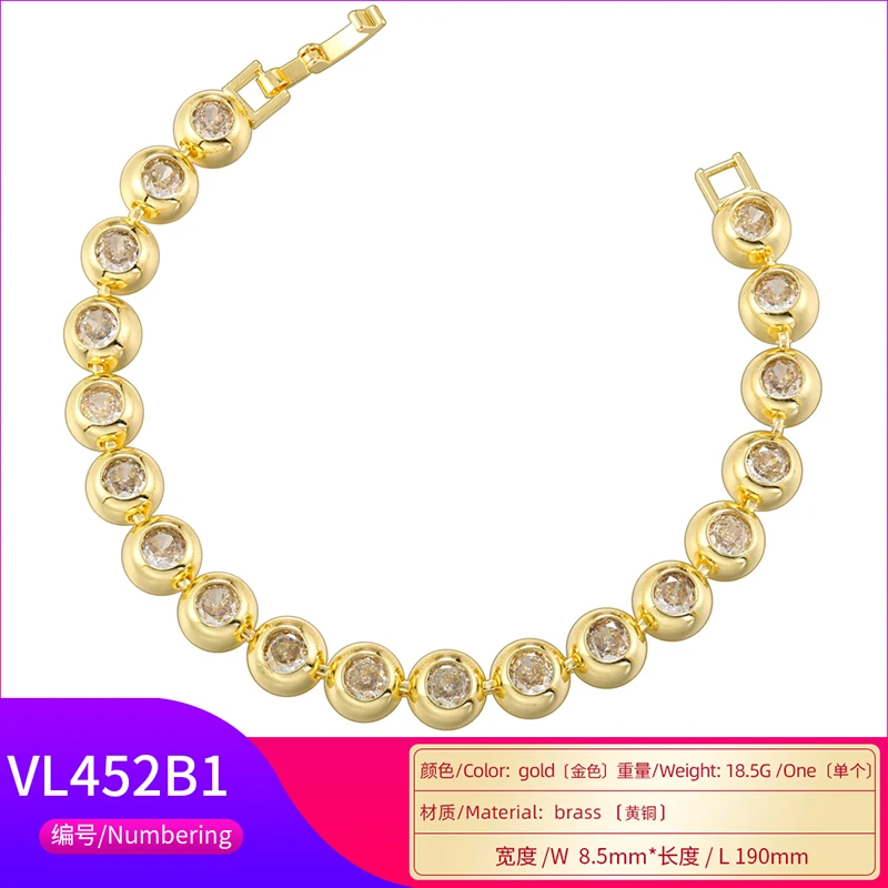 ZHUKOU-Round Diamonds Necklace for Women, Flat Clasp Jewelry, VL452, VL453