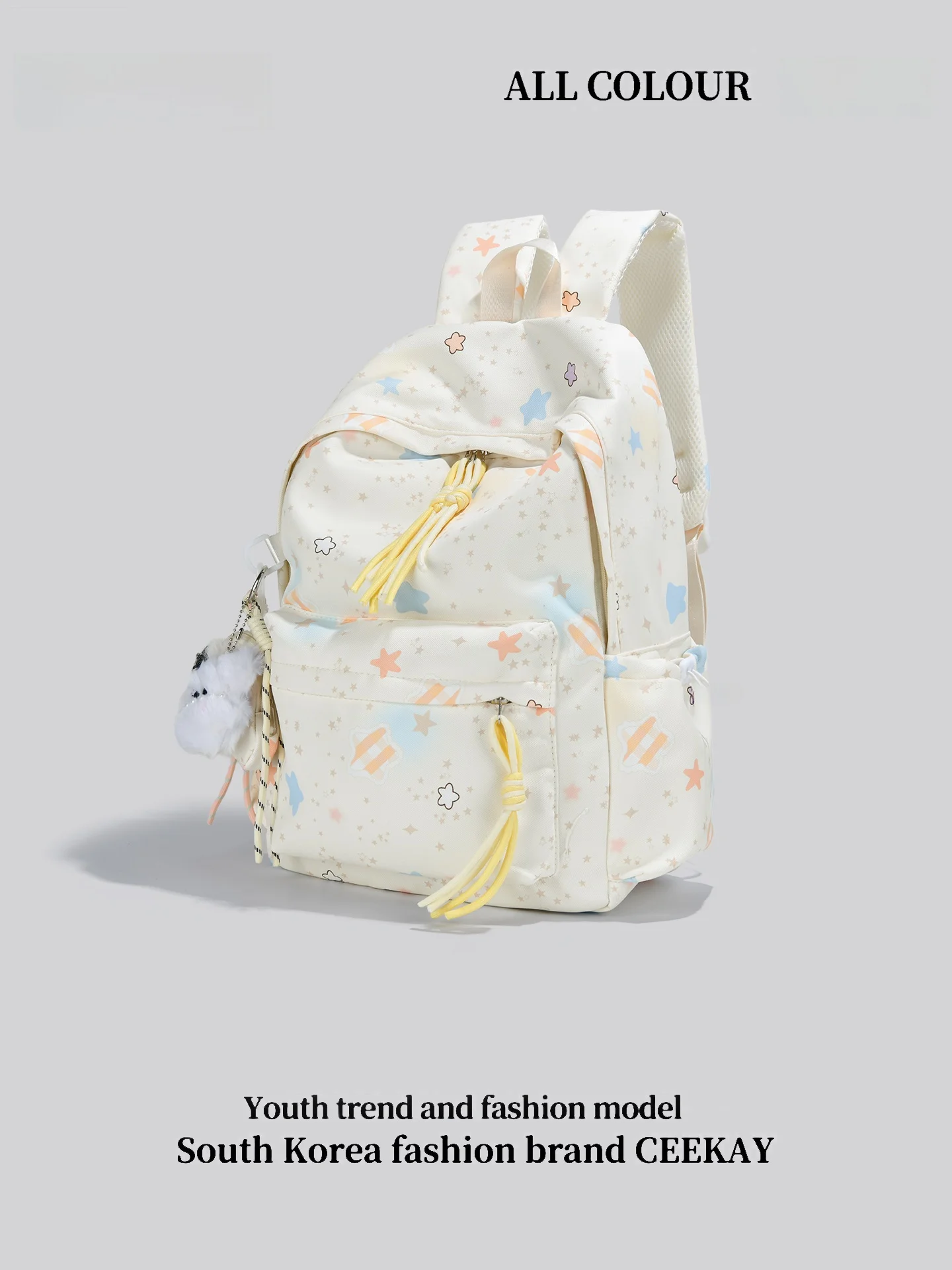 Ceekay Original Star Design Large Capacity Lightweight Student Backpack for Girls Campus Scene Zipper Closure Youth Backpack