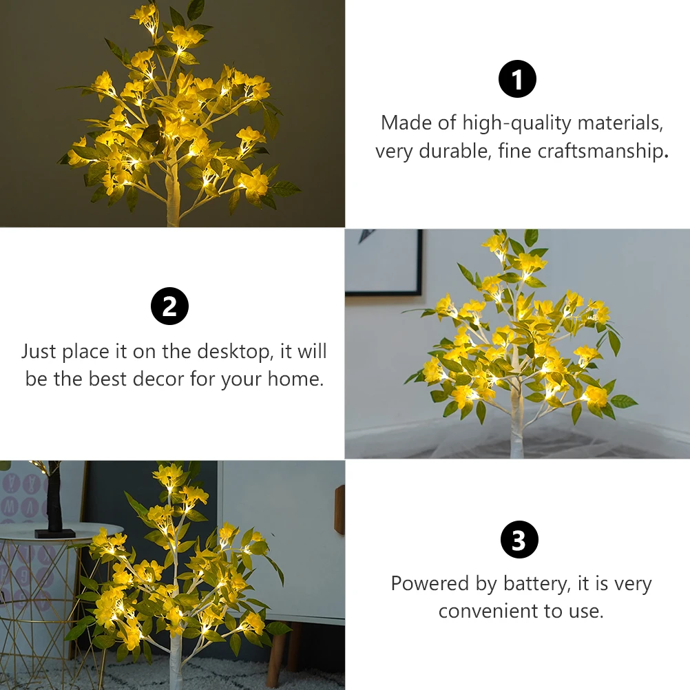 

Simulated Wisteria Flower Tree Lamp Desktop Light Table Bedside Nightstand Decorative LED Shape Lights