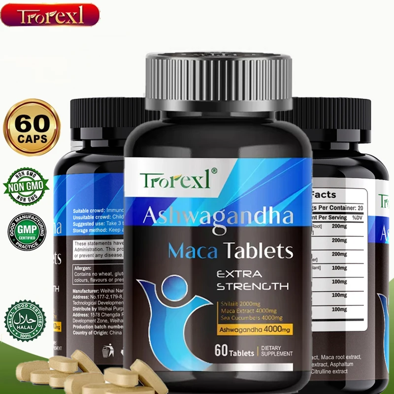 Ashwagandha Maca Tablets Male Enhancing Supplement Improved Energy & Endurance Promotes Size Support Highest Potency