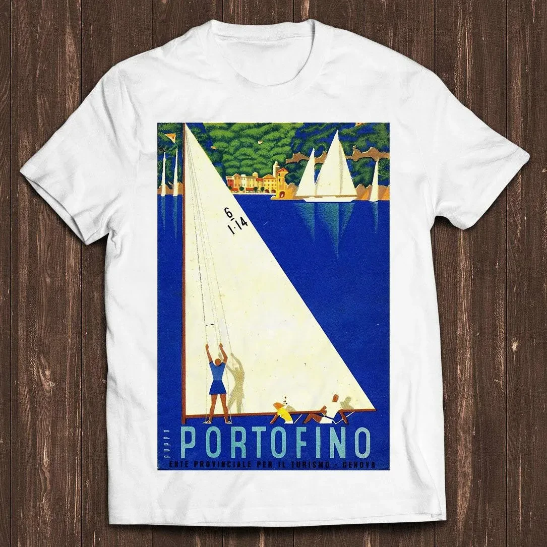1941 Italian Portofino Travel Poster - Interesting Gamer Meme - Music Theme T-shirt, Daily Casual Short Sleeve
