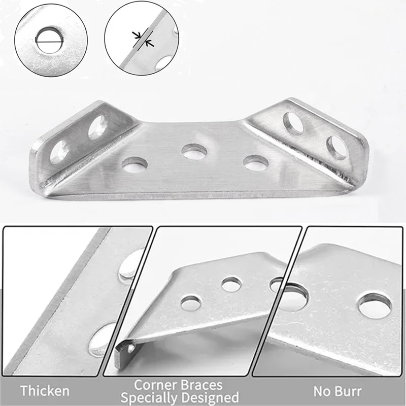 PORK-Универсальный мебельный угловой соединитель, угловой соединитель, треугольная опорная рама, угловой кронштейн из нержавеющей стали