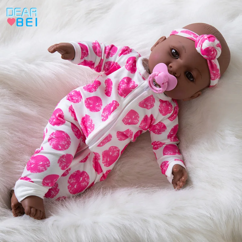 40cm New Cute Kawaii Simulation African Doll Baby Soothing Toys Cute Small Baby Realistic Rebirth Doll Kids Play House Toys