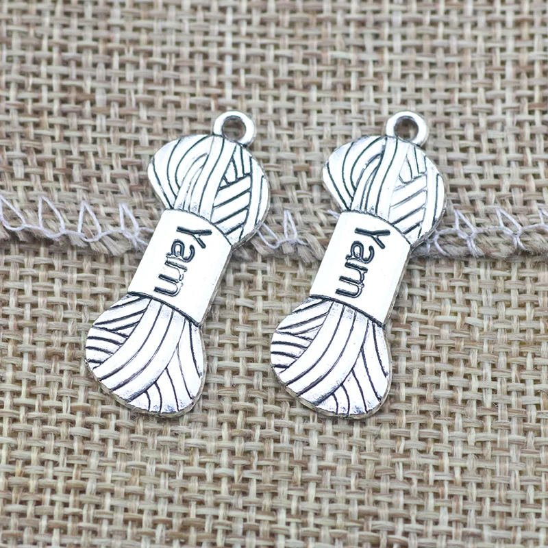 12 Piece 15*31mm Mixed Alloy Antique Silver Color Woolen Yarn Charms Bracelet Keychain Pendant Accessory For DIY Jewelry Making