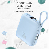10000mAh Power Bank 22.5W Super Fast Charging Portable Charger Built in 2 Cables Mini Powerbank for iPhone Samsung Xiaomi Huawei