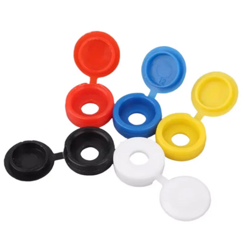 Capuchon de vis en plastique à charnière M4 M5, capuchon de protection à pression, bouton blanc, noir, bleu, jaune, rouge pour vis autotaraudeuses, quincaillerie