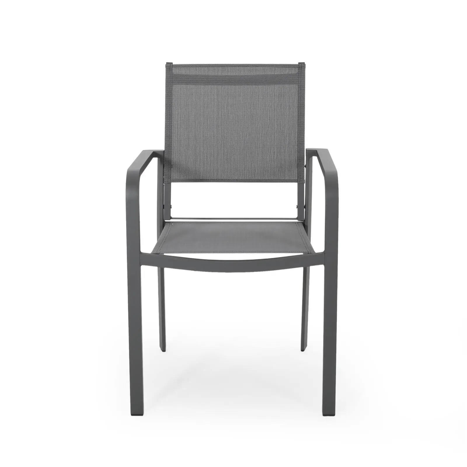 

Outdoor Modern Aluminum Dining Chair with Mesh Seat (Set of 2), Metal