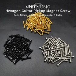 100pcs Electric Guitar Humbucker Pickup Polepiece Hexagon Magnet Screws Rods 18mm Length 3mm Diameter Black/Gold/Chrome/Nickel