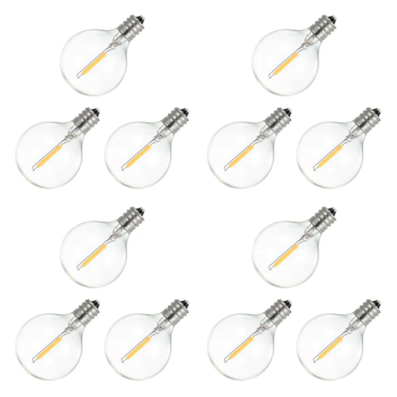 

LICE-12Pcs G40 Сменные светодиодные лампы, E12 Винтовое основание Небьющиеся светодиодные глобусные лампы для солнечных гирлянд Теплый белый