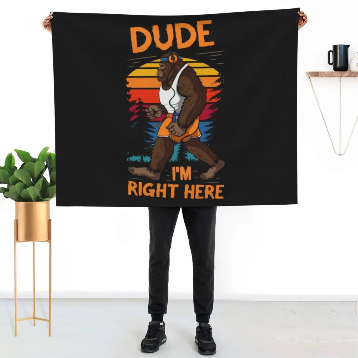 Dude Im Right Bigfoot Sasquatch Camping Throw Blanket Sofa Bed Summer Camping Furry Blankets
