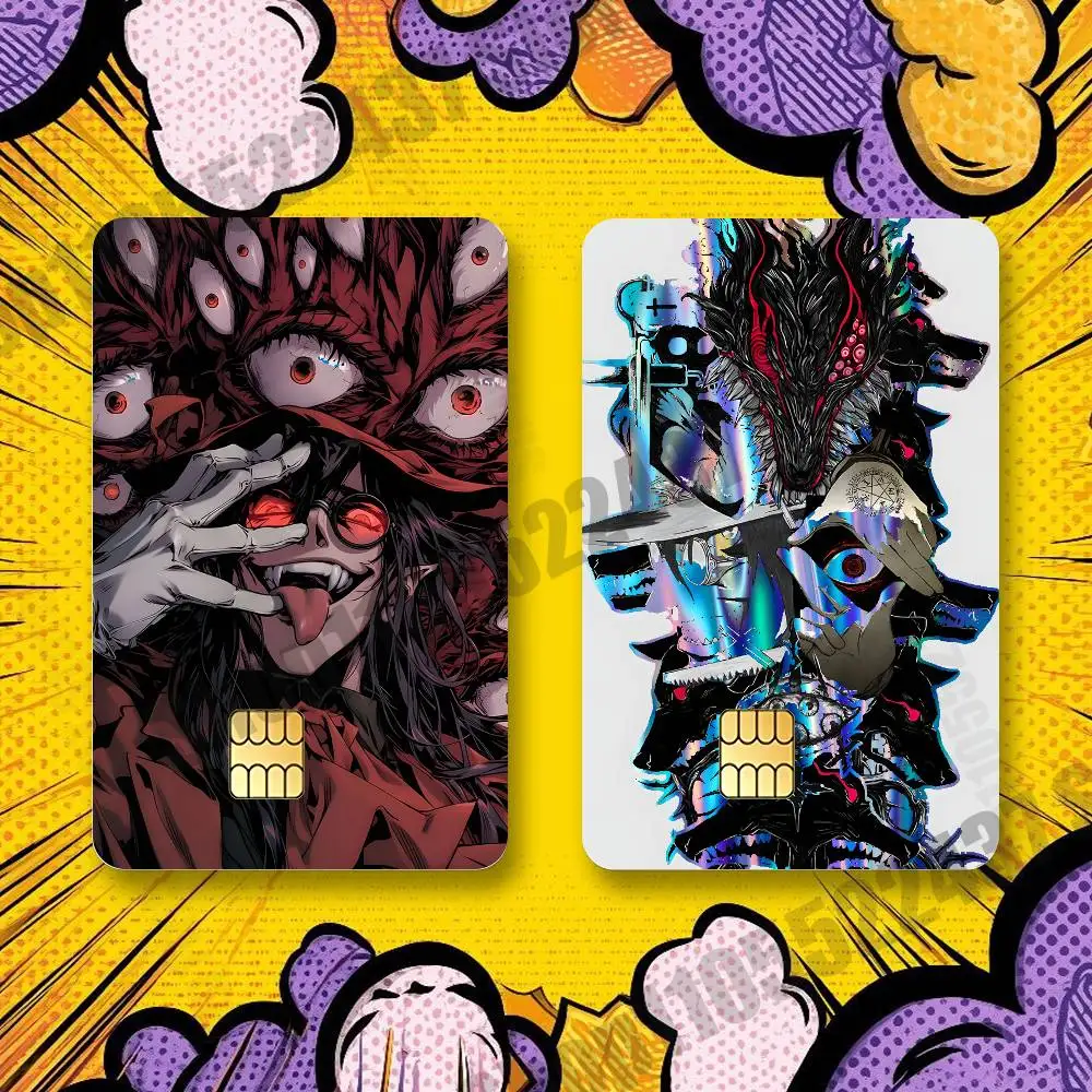 Cartoon H-Hellsing Holographic Laser Shinny Film Skin Cover Sticker for Debit Credit Card Bank Card