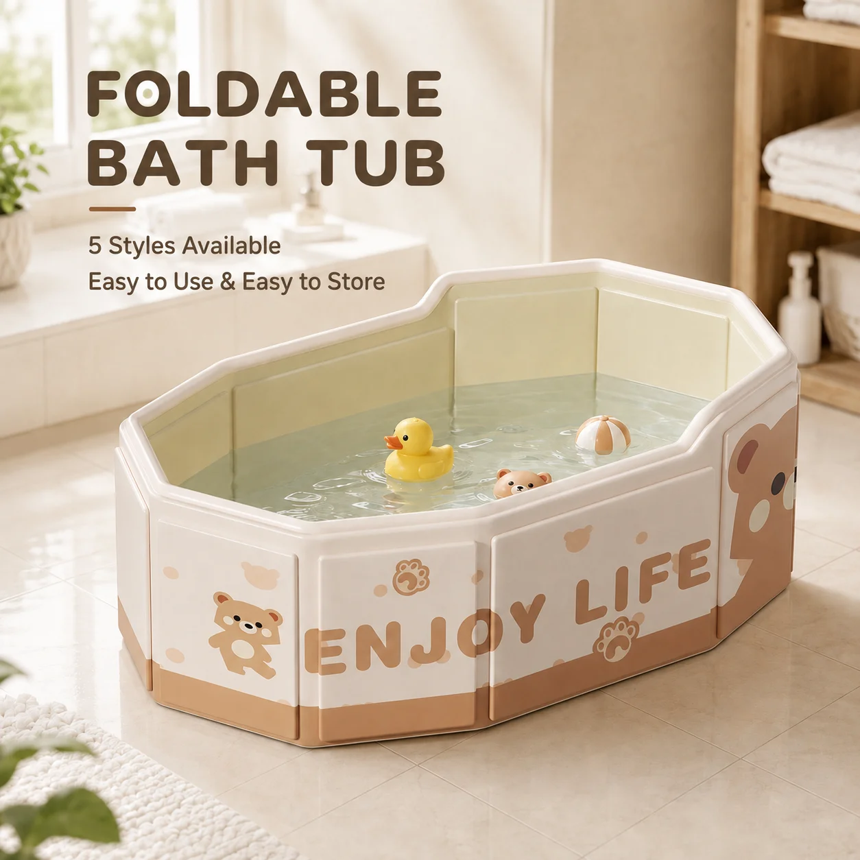 1 baignoire pliable portable, grande capacité, baignoire pliable pour immersion, bassin de bain peu encombrant pour la salle de bain à domicile, 5 designs