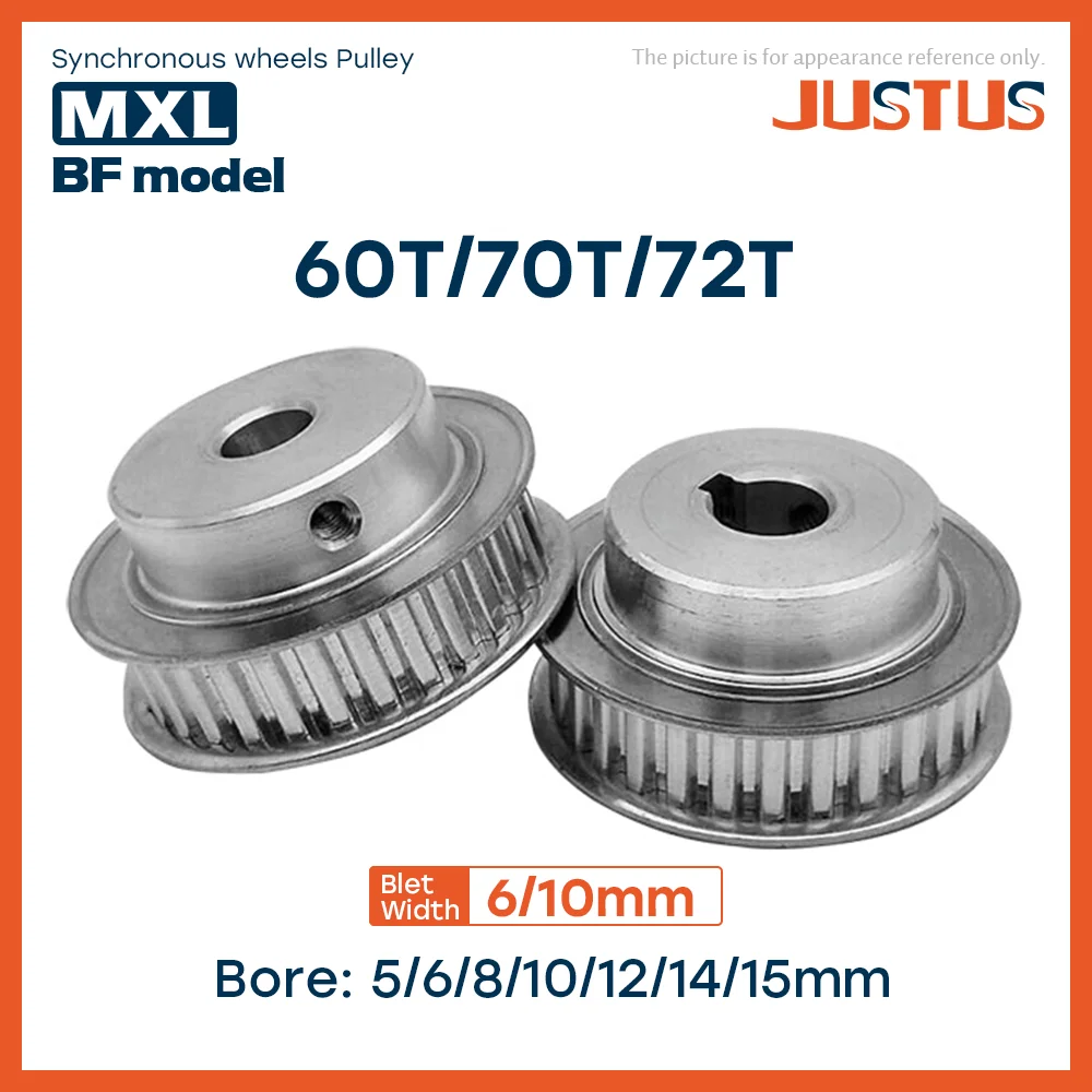 BF Type 60T/70T/72Teeth MXL Timing Pulley Bore 5/6/8/10/12/14/15mm for 6/10mm Width Belt Used In Linear Pulley