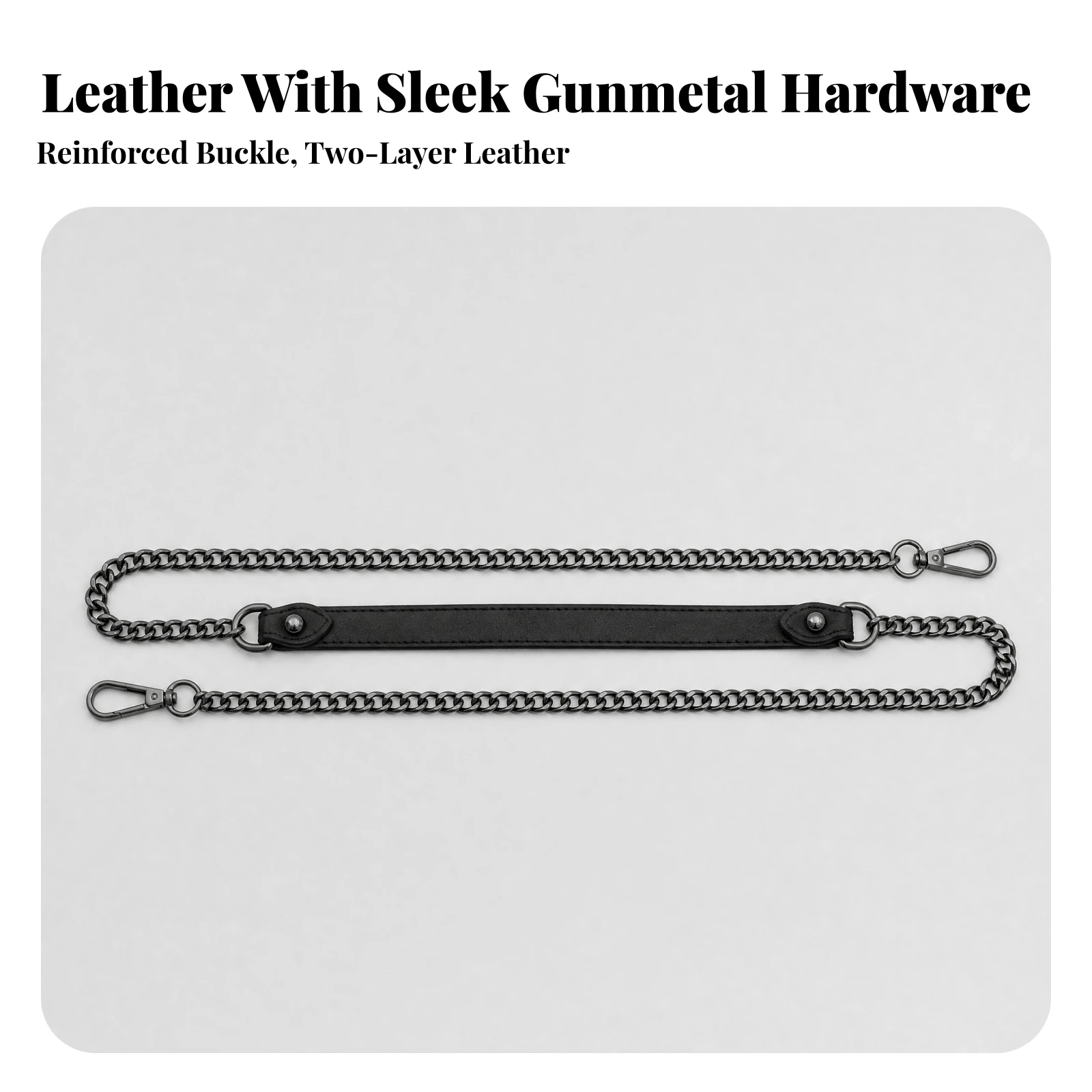 Replacement Handbag Shoulder Strap Stylish Leather Chain Shoulder Strap with Snap Tabs Sleek Sturdy for Everyday Use