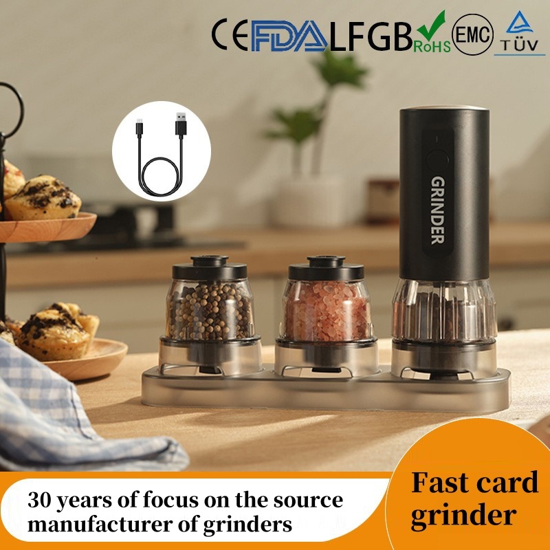  USB Rechargeable Electric Salt and Pepper Grinder Adjustable Coarseness Large Capacity Auto Spices Grinders Kitchen Cooking Tool 