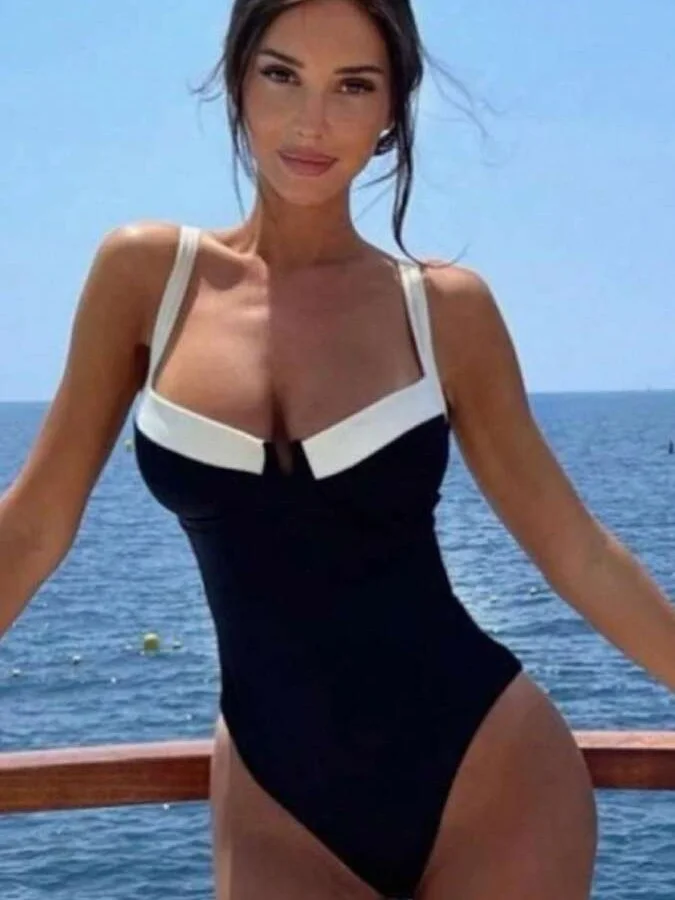 One Piece Swimsuit Women Tummy Control Push Up Underwire Swimwear Cheeky Bathing Suit Color Block Monokini