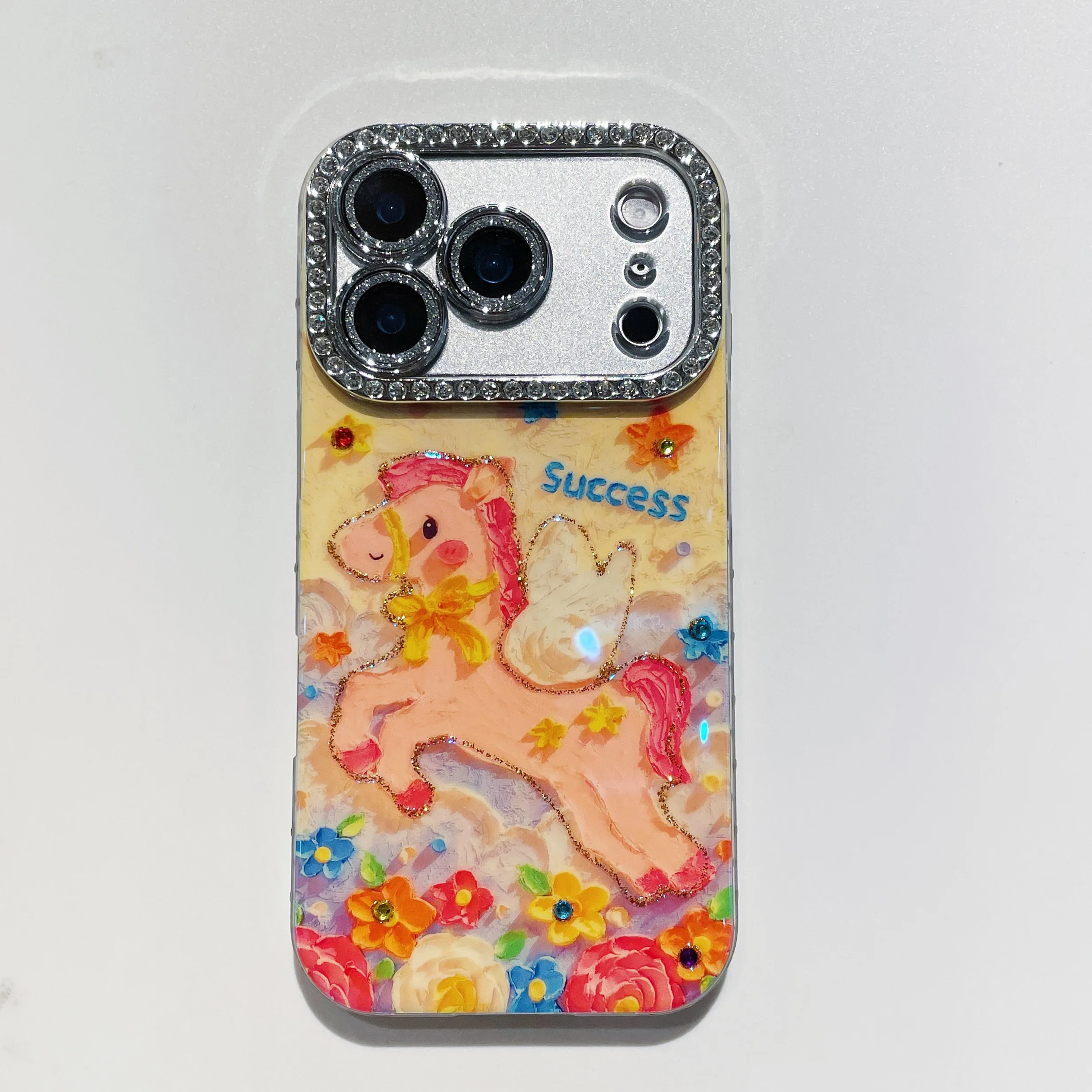 

Ins side blue light jumping horse is suitable for iPhone 17 Pro Max phone case 16 with lens cover 15. Made by Apple 14/13.