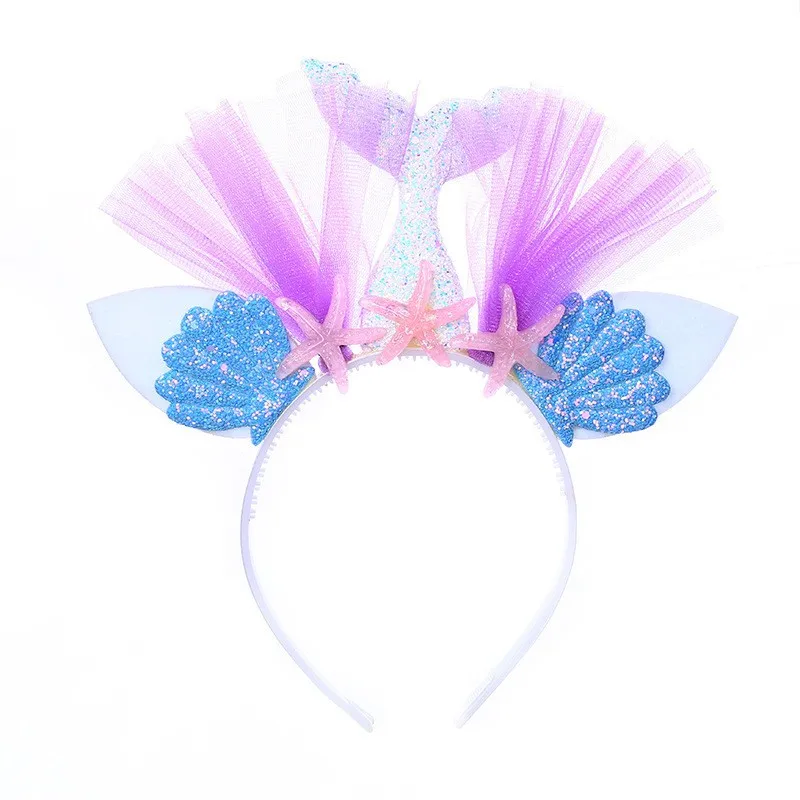 Sirenetta festa corona fascia sirena coda cappello puntelli foto per ragazza 1 ° compleanno festa accessori per capelli sirena