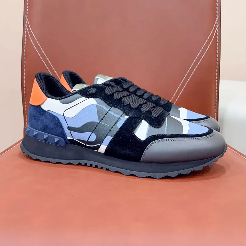 Мужские камуфляжные кроссовки с высоким берцем и шипами на толстой подошве из натуральной кожи, модная повседневная обувь на шнуровке