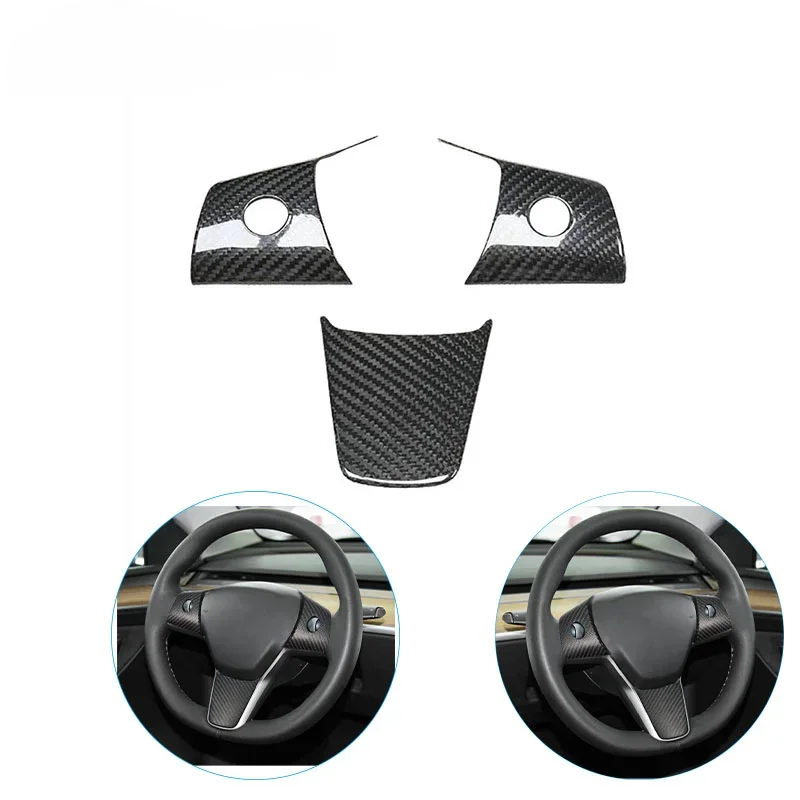 

Carbon Fiber Steering Wheel Trim for Teslas Model 3 2017-2020 Protective Frame Patch Trim Accessories