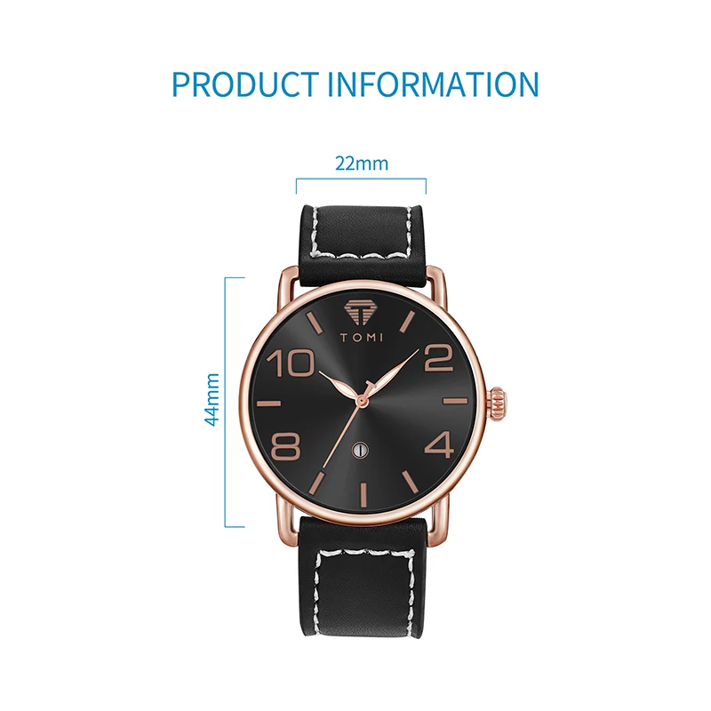 TOMI High Quality Luxury Design Men\'s and Women\'s Quartz Watch Minimalist Fashion Calendar Quartz Casual Watch