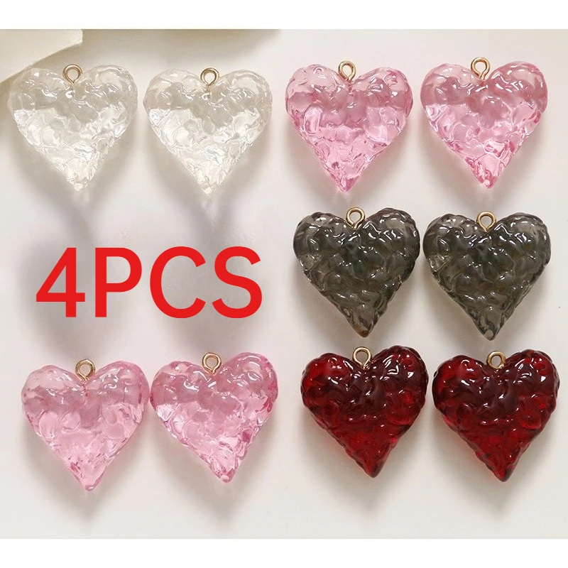 4Pcs Ice Clear Textured Resin Pendants Concave Convex Charms DIY Earrings Bracelets Jewelry Accessories