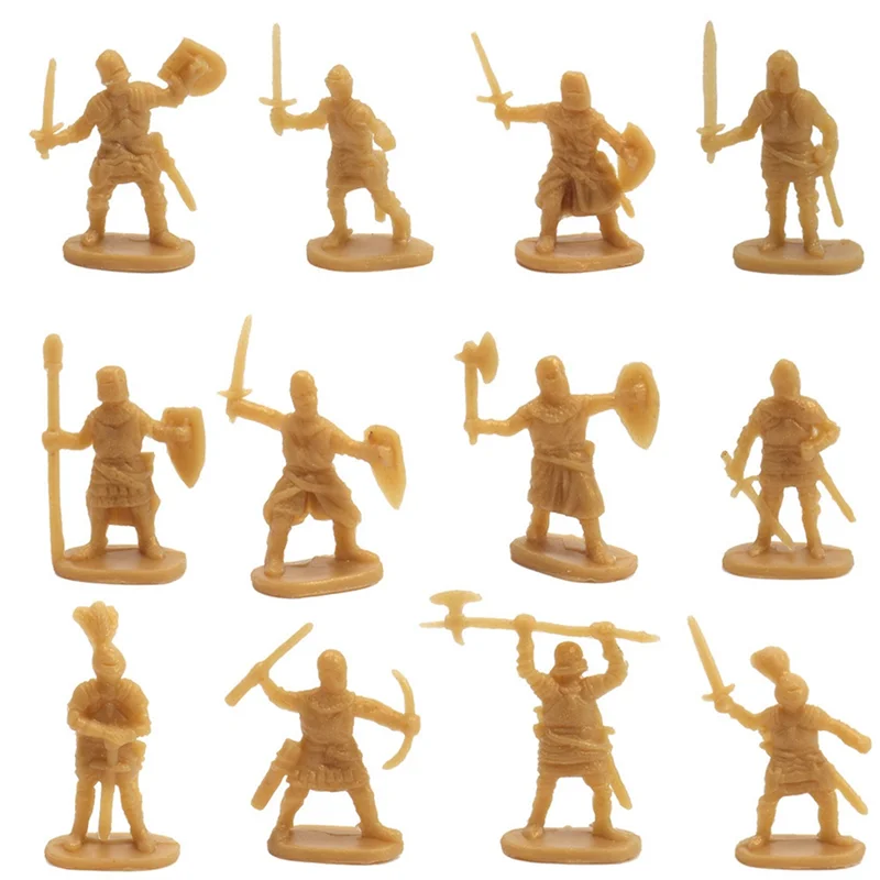 1:72 1000/Set figuras de soldado antiguo de plástico soldados arcaicos hombres espadachín figura de acción DIY escena de guerra oro
