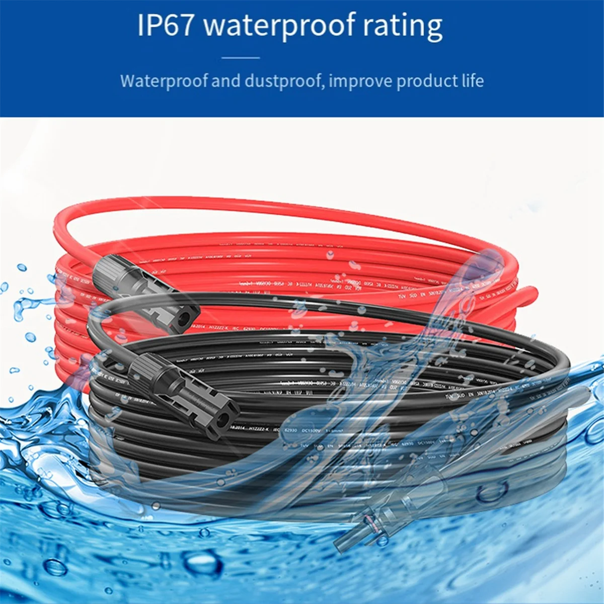 2M 12AWG- Solar Extension Cable,Solar Panel Extension Cable with Female and Male Connector(Red+Black Cable)