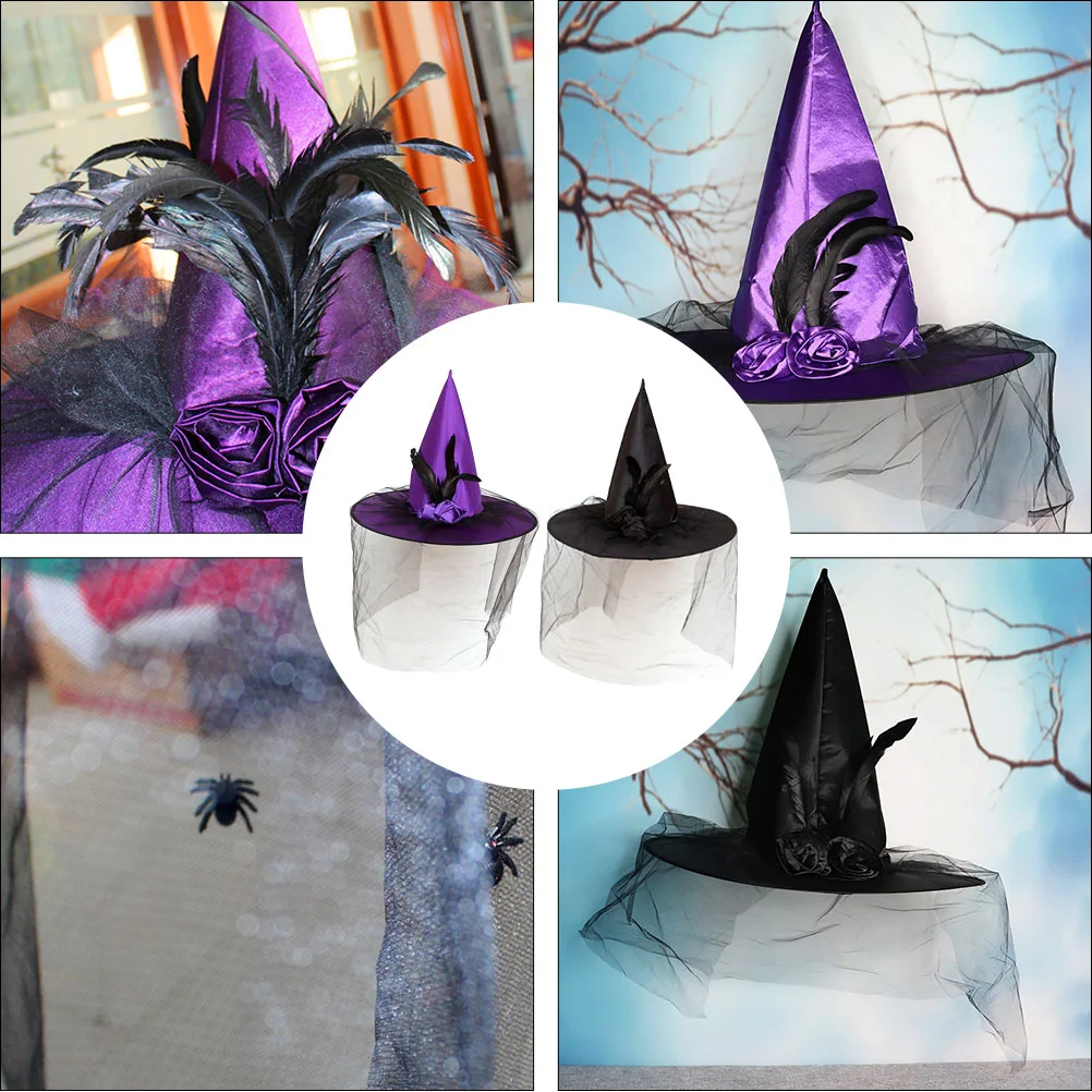 2 pezzi cappello da strega di Halloween berretto che afferra l'attenzione accessori per travestimento costume cosplay a forma di