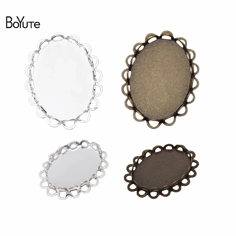 

BoYuTe Custom Made (200 Pieces/Lot) 13*18MM 18*25MM Oval Cameo Cabochon Base Blank Tray Diy Jewelry Accessories