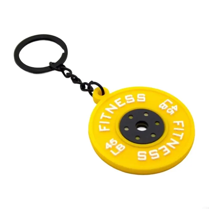 Colorful Rubber Barbell Holder Workout Enthusiast Gift Everyday Use Keyring