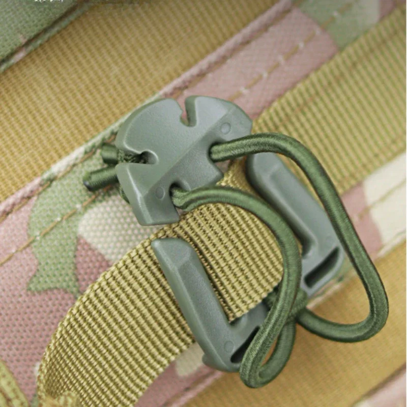 2pcs/set Tactical Backpack Carabiner Elastic rope hanging buckle triangle binding webbing fixing buckle storage webbing clip