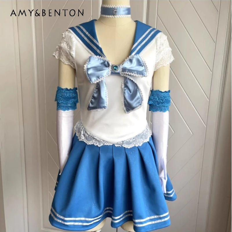 

Оригинальный дизайн, синий, белый, сексуальный, кружевной, темно-синий, с воротником, женский топ, новый, милый, крутой, с милым бантом, короткая юбка, комплект бального платья, женский комплект