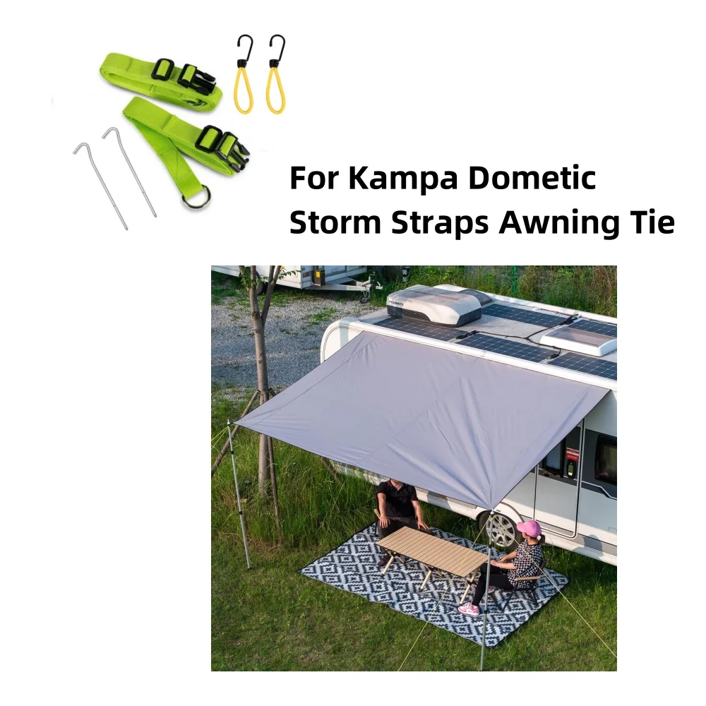 Przyczepa kempingowa Namiot z baldachimem powietrznym Zielone paski markizy do kampa Dometic Storm Straps Zestaw do mocowania markizy Akcesoria RV