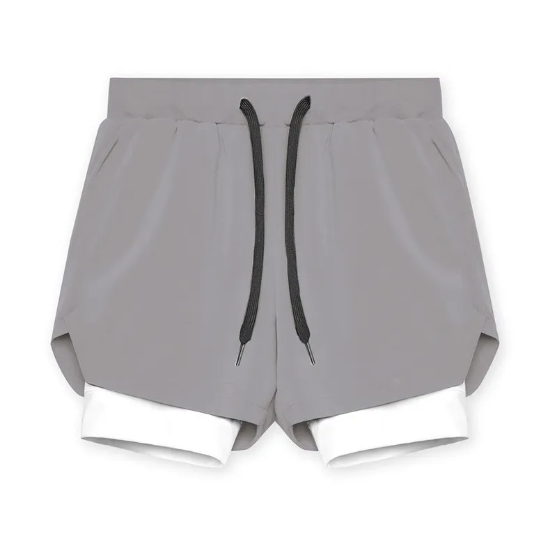 Summer Men's Sports Shorts Fitness Training Double-layer Short-sleeved Quick-drying Breathable Basketball Running