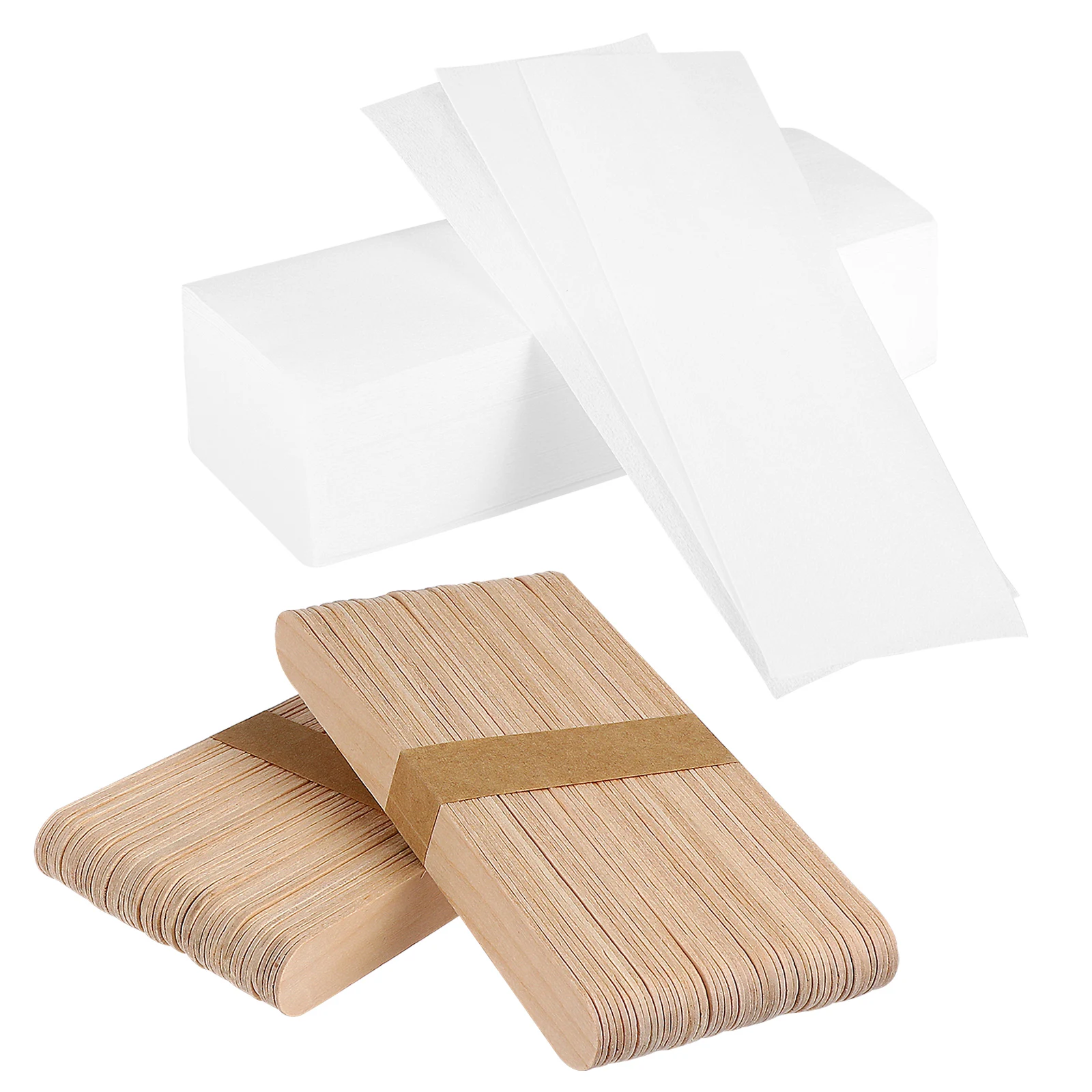 

200 Pcs Disposable Waxing Strips Cloth Paper Wax Sticks Wood For Hair Removal Depilation Salon Home Use Spatula Shaving Hair
