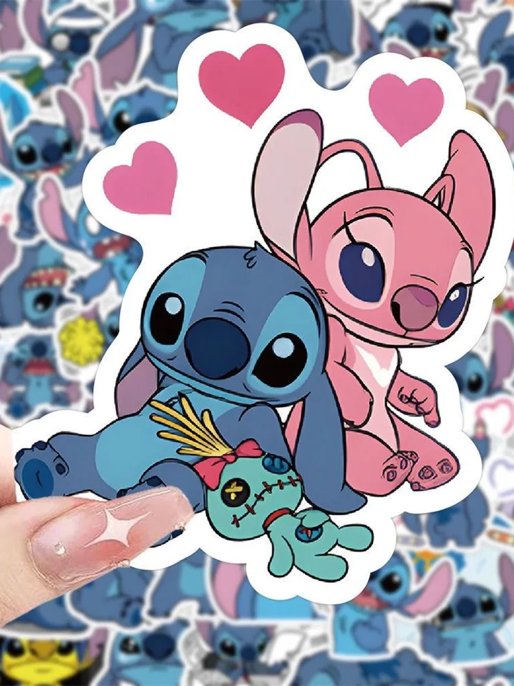 100 szt. Nowe, urocze naklejki z kreskówkowym Stitchem, bez powtórzeń, wodoodporne naklejki DIY do scrapbookingu, pamiętnika, telefonu, laptopa, deskorolki, bagażu. — zdjęcie 2