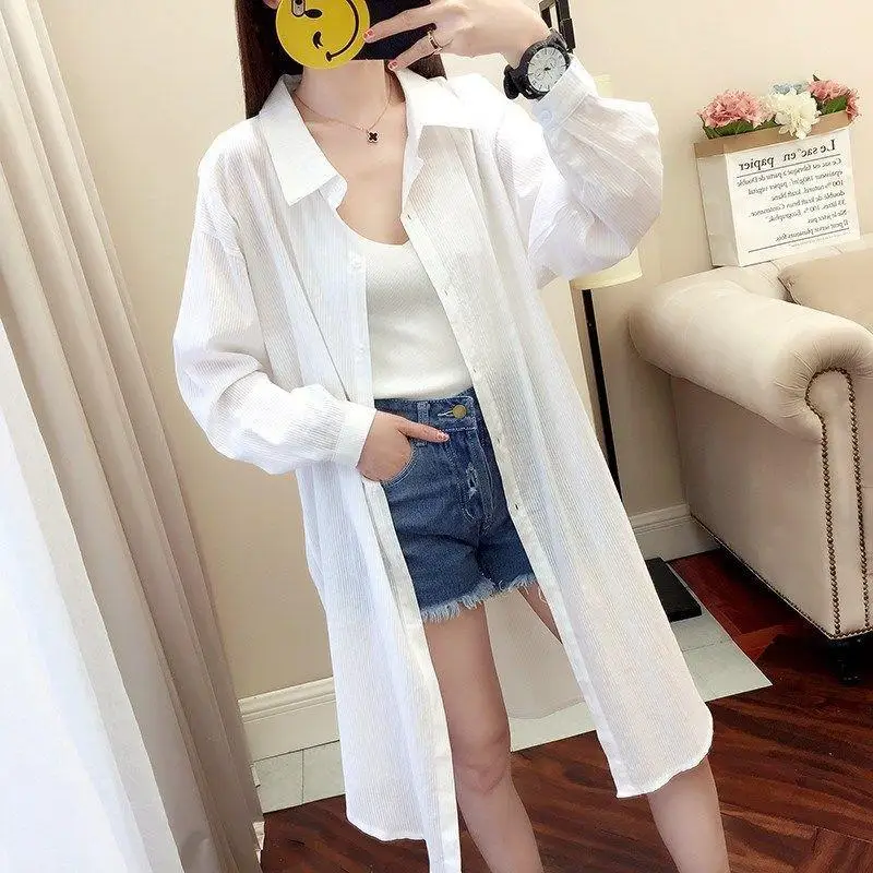 

Куртки женские тонкие дышащие солнцезащитные стильные праздничные мягкие прозрачные универсальные повседневные свободные женские солнцезащитные пальто в корейском стиле