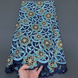 2025 High Quality African Nigerian With Tulle Sewing Lace Fabric Guipure Embroidery Dresses Sequins Beads Stone 5yards PS0073