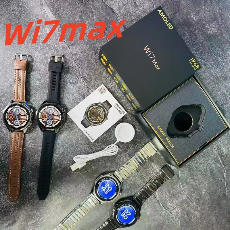 

Новые умные часы Wi7Max с Bluetooth, функцией звонков, спортивными функциями, водонепроницаемые, мужские, с круглым экраном.