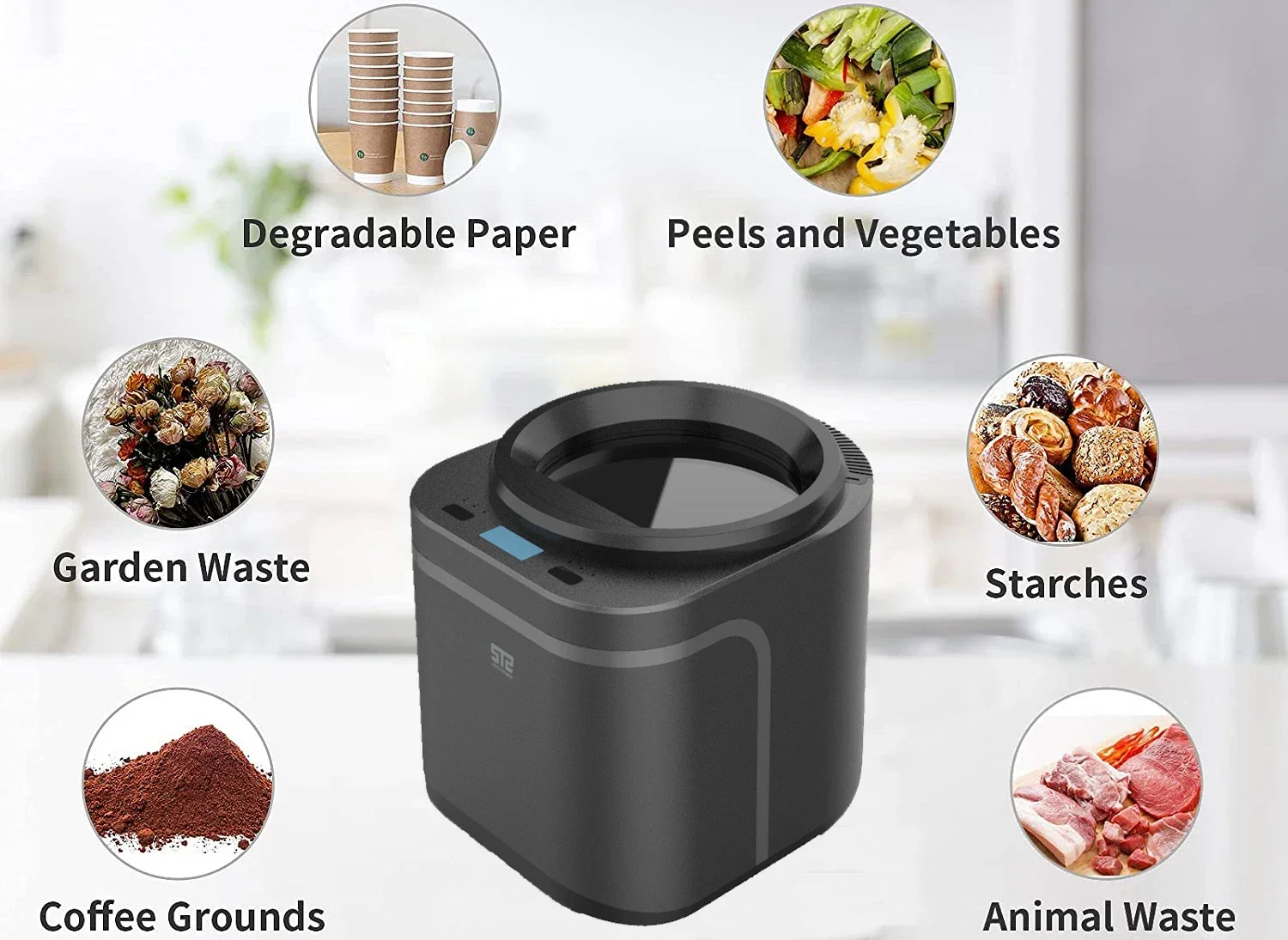 Smart Home Kitchen Waste Composter Electric Garbage Composting Machine for Indoor Use Commutator Motor Batch Feed Type