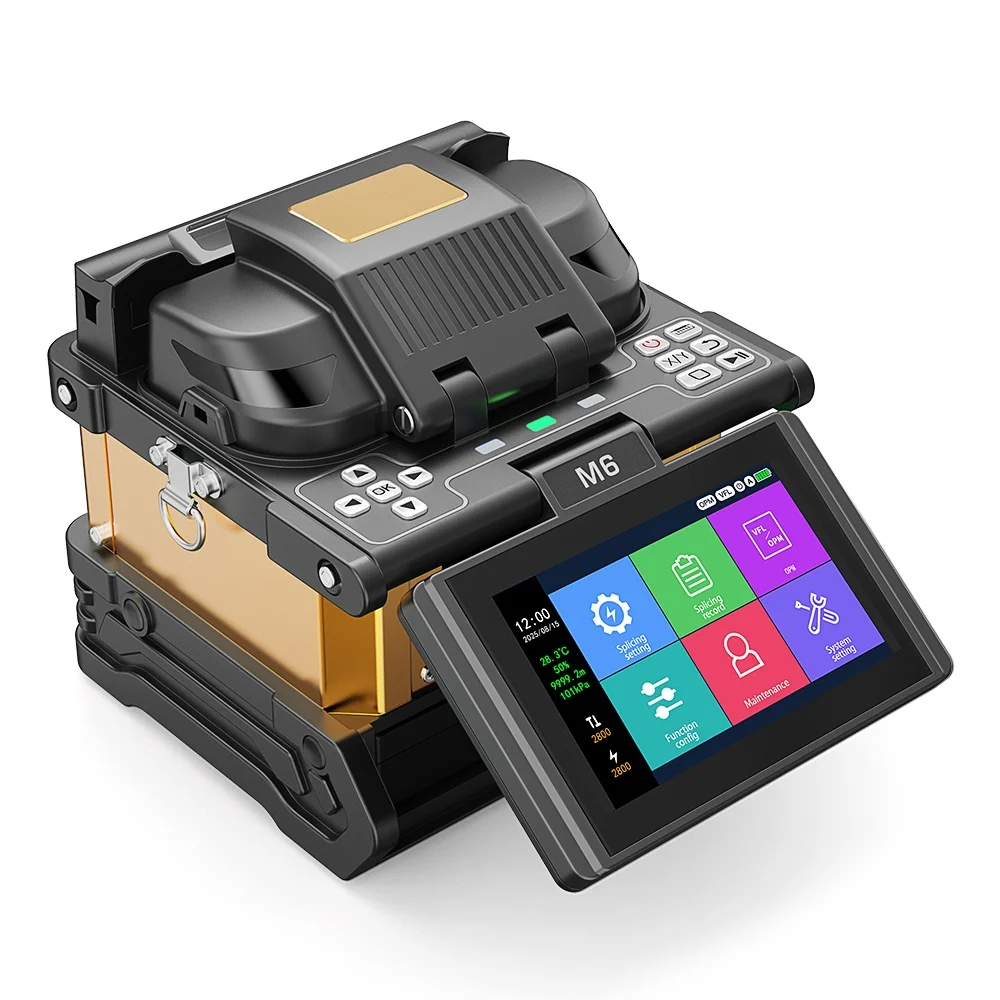 New Fusion Splicer 6 Motor Fiber Optic Splicing Machine VFL+OPM FTTH Optical Welder Fusion Splicer
