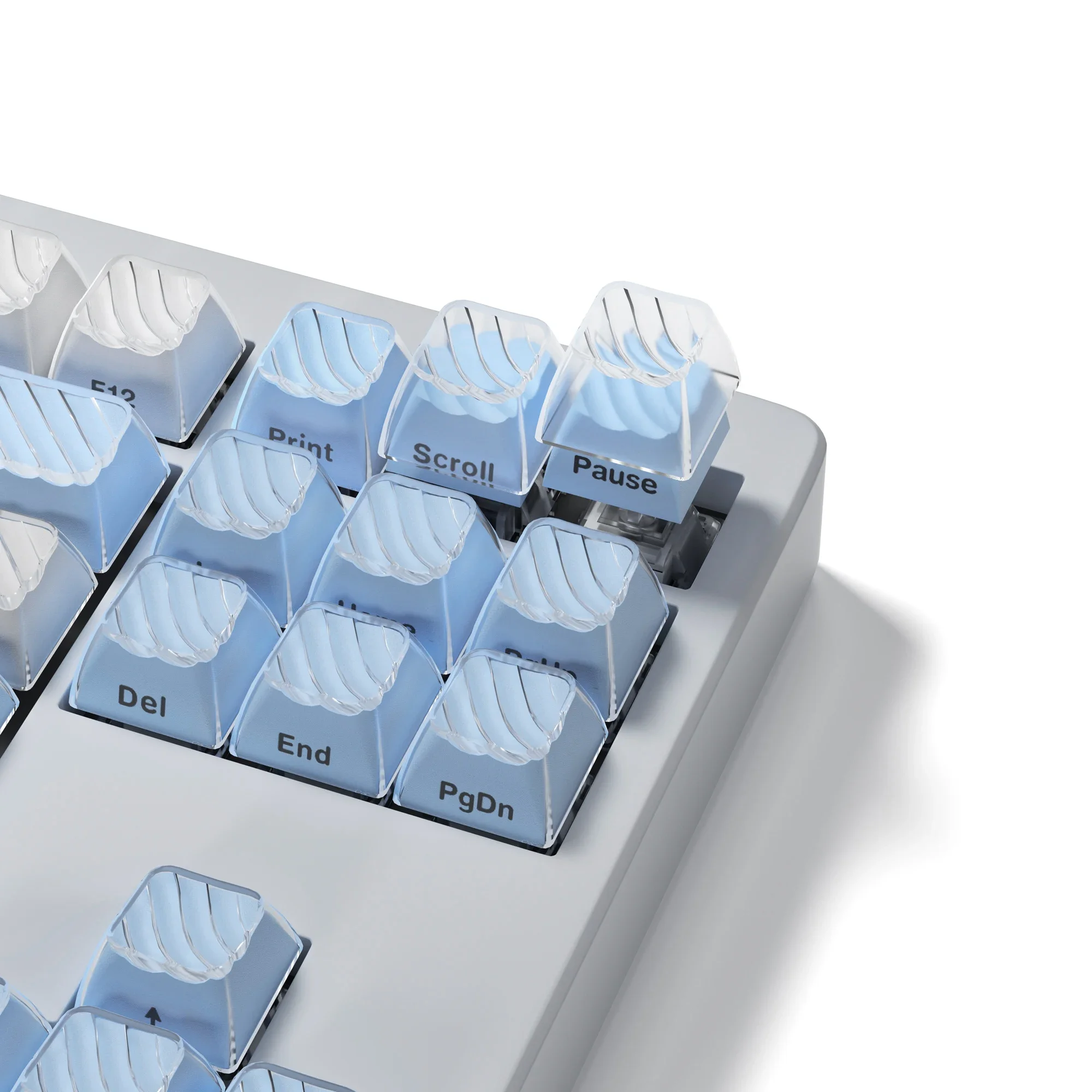 Crystal Wave Keycap Set White Blue Fashion Cute Key Cap 133 Keys OEM Profile PC Side Engraved Keycaps for Mechanical Keyboard