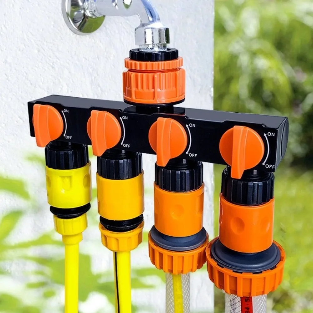 

4 Independent Switches Garden Hose Splitter Flexible Hose Connection Heavy Duty 4-Way Faucet Diverter Robust Valve